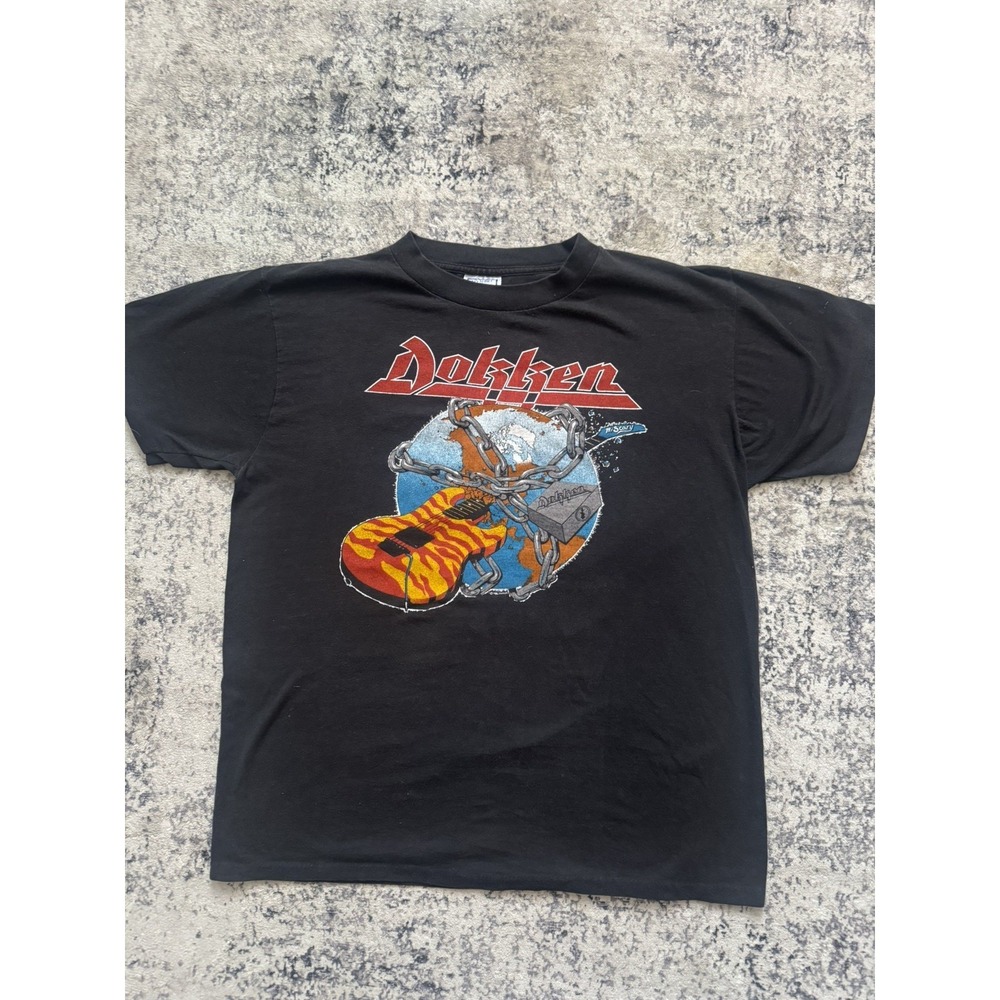 Vintage Dokken chained earth guitar Rokken with dokken 1986 original T-shirt